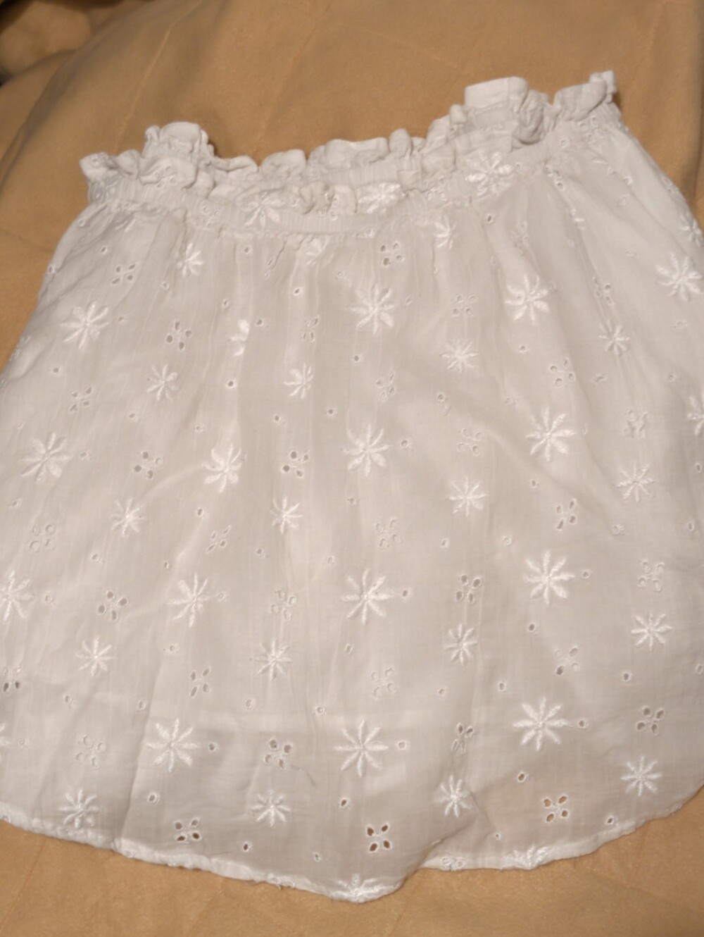 Aerie White Embroidered With Cutout Design Mini Skirt With Built In Slip Medium